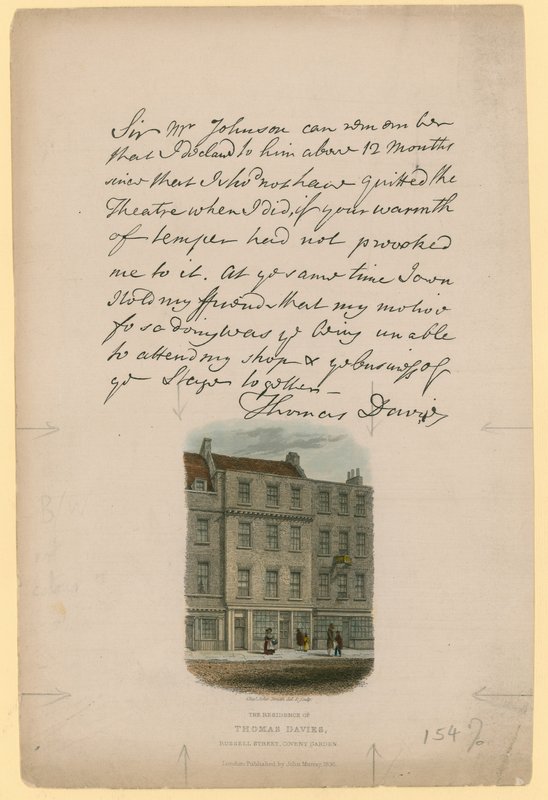 La residencia de Thomas Davies, Russell Street, Covent Garden, Londres de English School