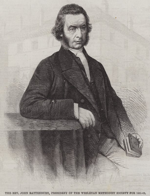El Reverendo John Rattenbury, Presidente de la Sociedad Metodista Wesleyana para 1861-62 (grabado) de English School