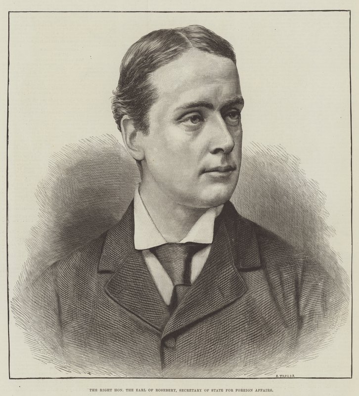 El muy honorable el conde de Rosebery, secretario de Estado para Asuntos Exteriores de English School