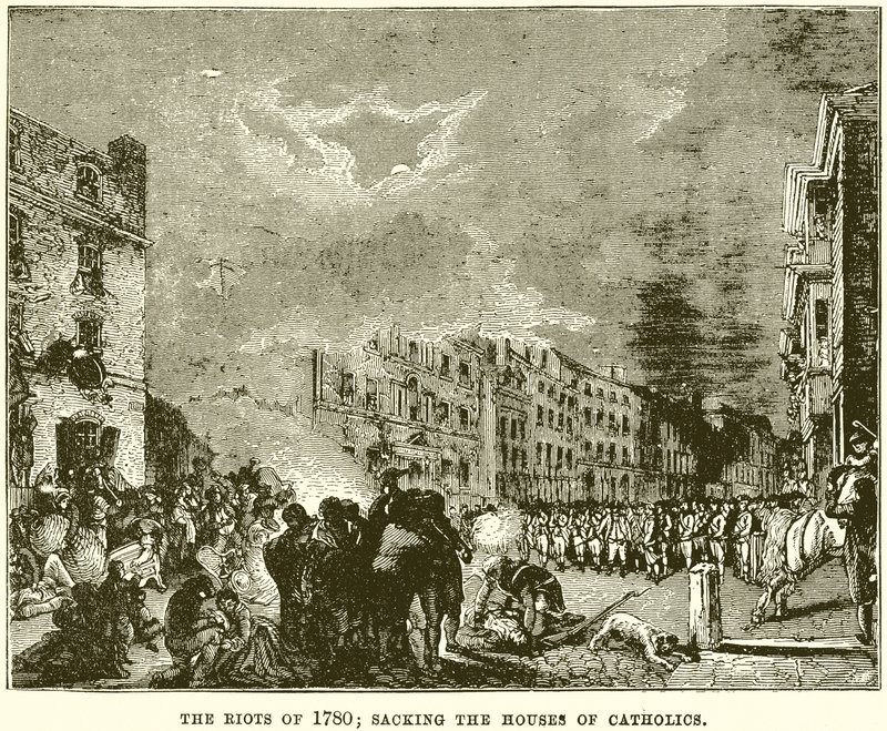 Los disturbios de 1780; saqueo de las casas de los católicos de English School