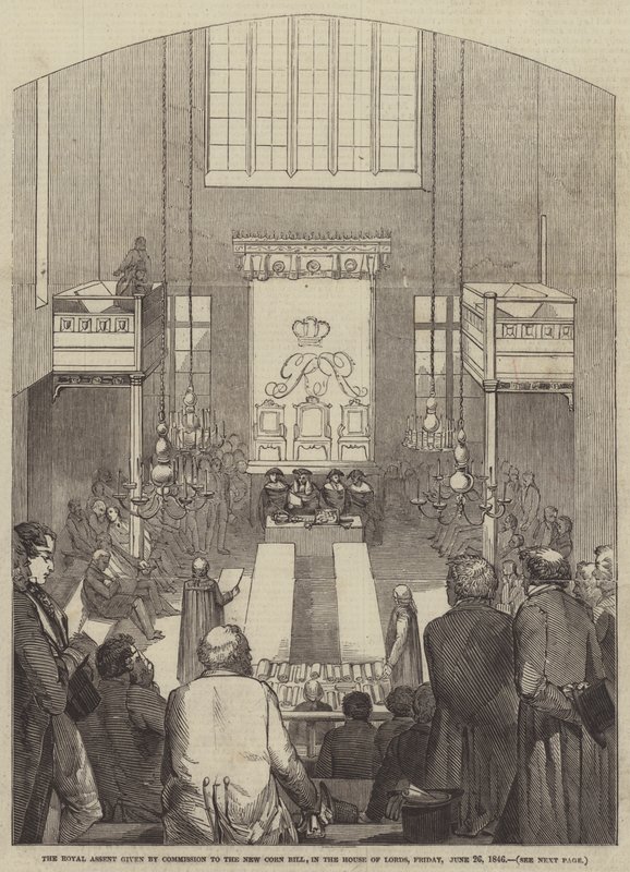 El Asentimiento Real dado por Comisión al Nuevo Proyecto de Ley del Maíz, en la Cámara de los Lores, Viernes, 26 de Junio de 1846 de English School