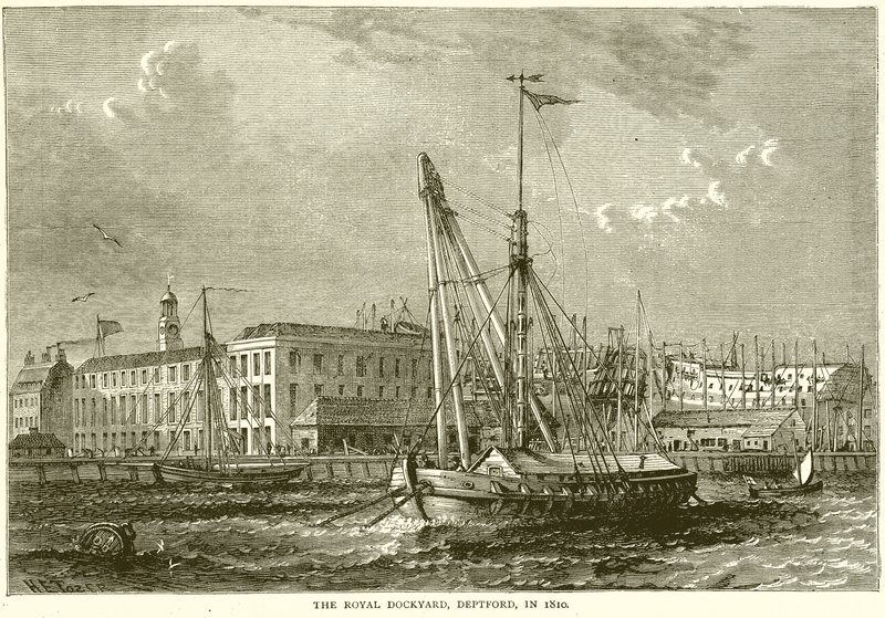 El Astillero Real, Deptford, en 1810 de English School