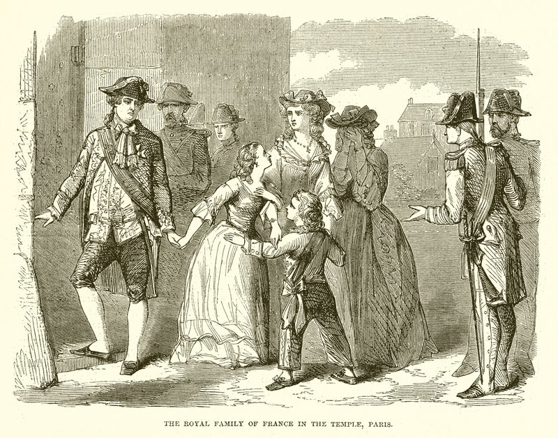 La familia real de Francia en el Templo, París de English School