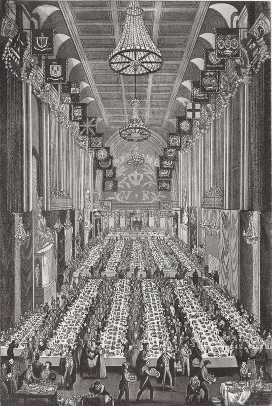 El banquete real en Guildhall el 9 de noviembre de 1837 de English School