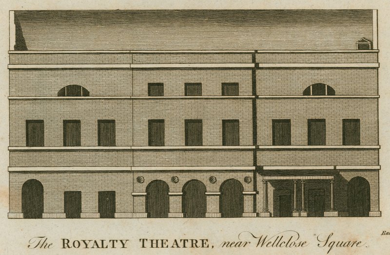 El Teatro Royalty, Well Street, Wellclose Square, Londres de English School