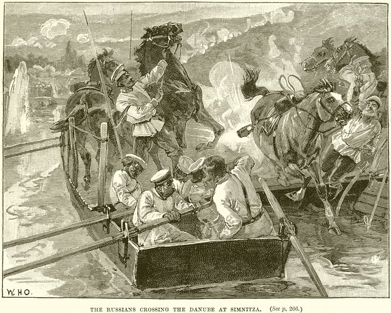 Los rusos cruzando el Danubio en Simnitza de English School
