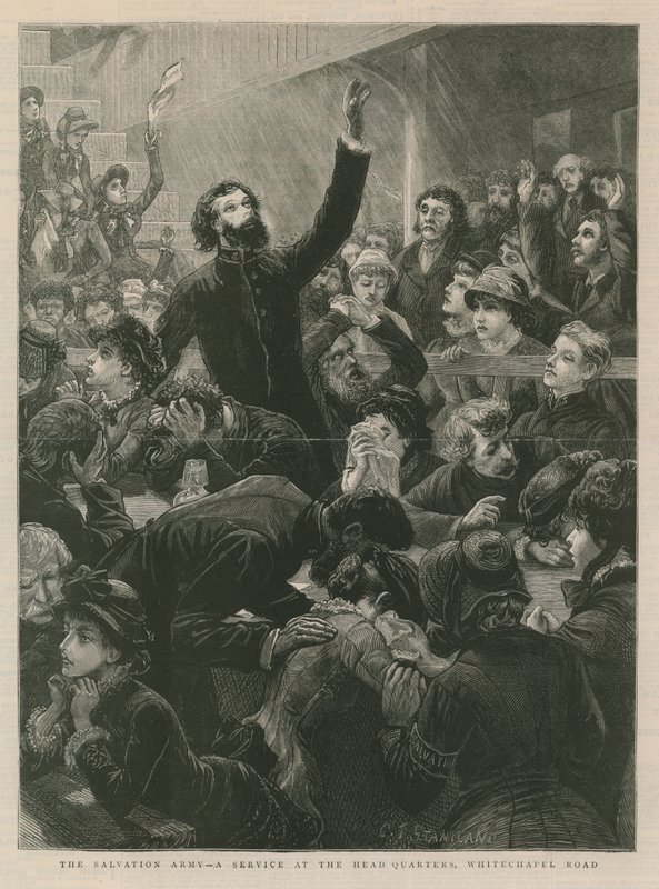 El Ejército de Salvación - un servicio en la sede en Whitechapel Road de English School