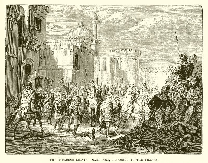 Los sarracenos dejando Narbona, restaurada a los francos de English School