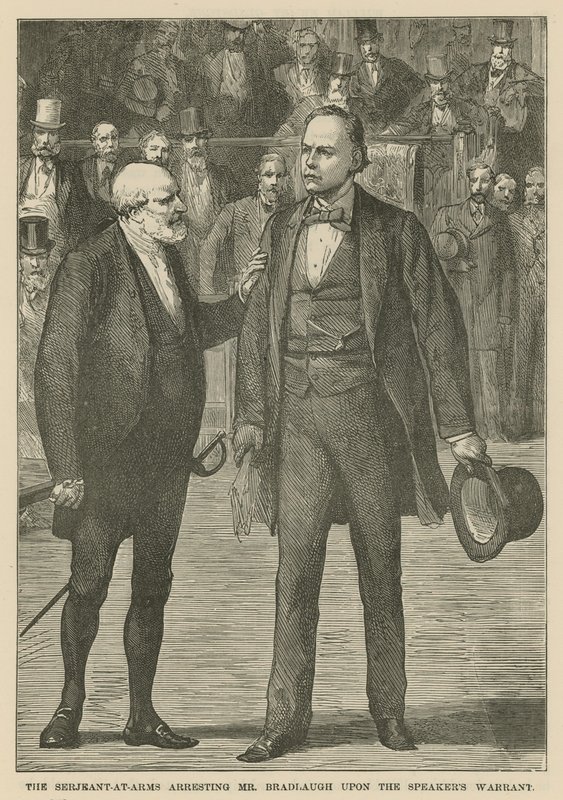 El Sargento de Armas arrestando al Sr. Bradlaugh por orden del Presidente de English School
