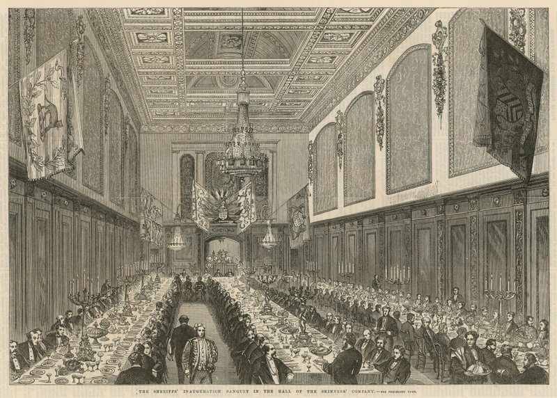 Banquete de inauguración de los Sheriffs en el salón de la Compañía de Peleteros de English School