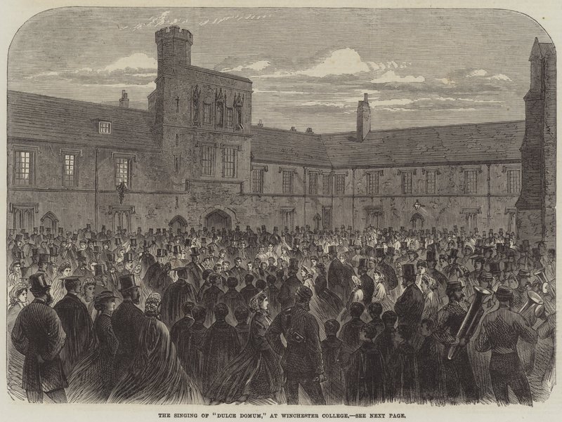 El canto de "Dulce Domum," en el Winchester College de English School