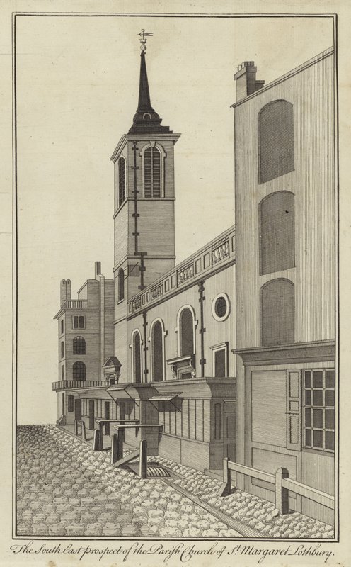 El Prospecto Sureste de la Iglesia Parroquial de St Margaret Lothbury, Londres de English School