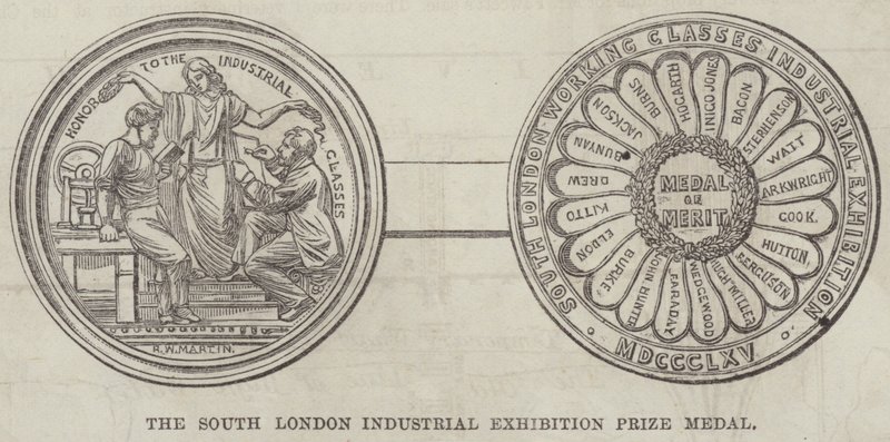 Medalla de Premio de la Exposición Industrial del Sur de Londres (grabado) de English School