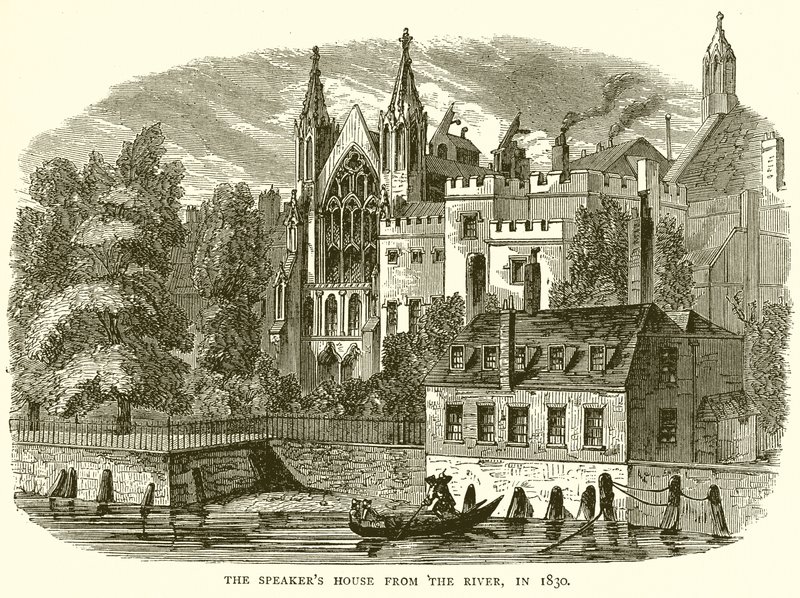 La casa del portavoz desde el río, en 1830 de English School