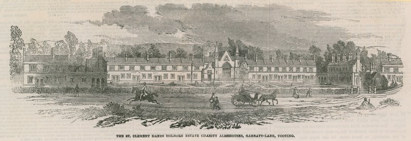 Casas de beneficencia de la caridad de la finca St Clement Danes Holborn en Garratt Lane de English School
