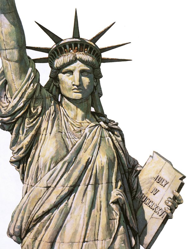 La Estatua de la Libertad en la isla de Bedloe, Nueva York de English School