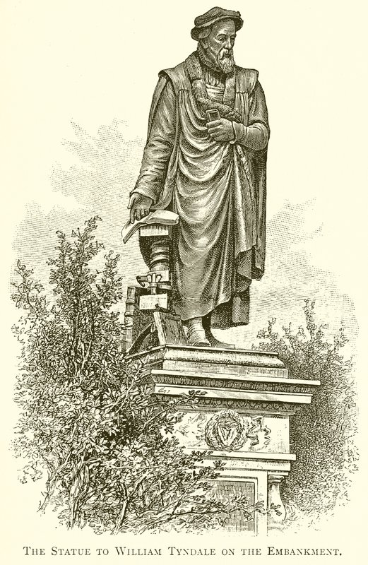 La estatua de William Tyndale en el Embankment de English School