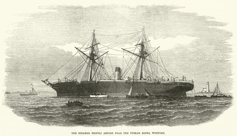 El vapor Tripoli encallado cerca de las rocas Tuskar, Wexford de English School