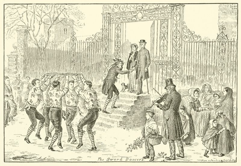 Los bailarines de la espada (grabado) de English School