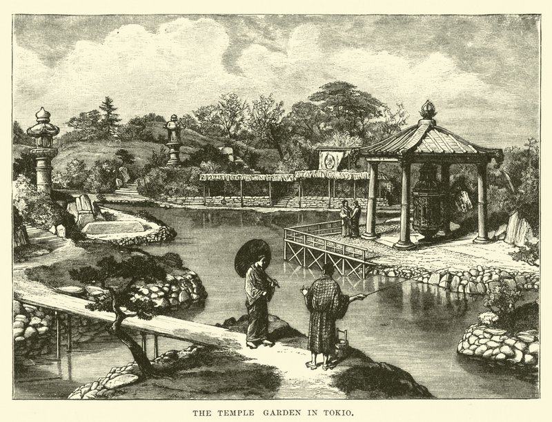 El jardín del templo en Tokio de English School