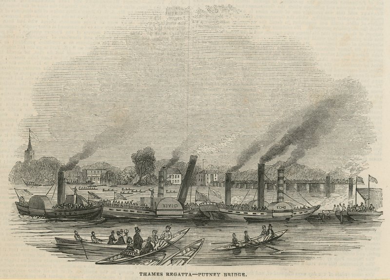 La regata del Támesis en el Puente Putney de English School