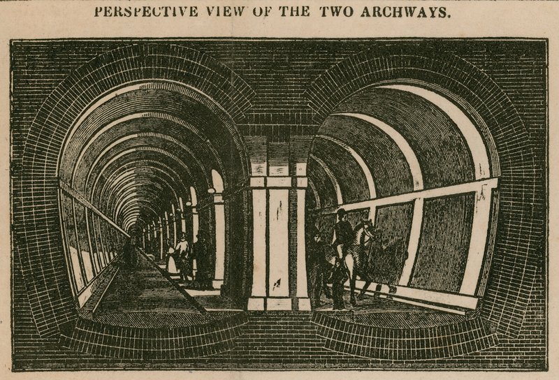 El túnel del Támesis: vista en perspectiva de los dos arcos de English School
