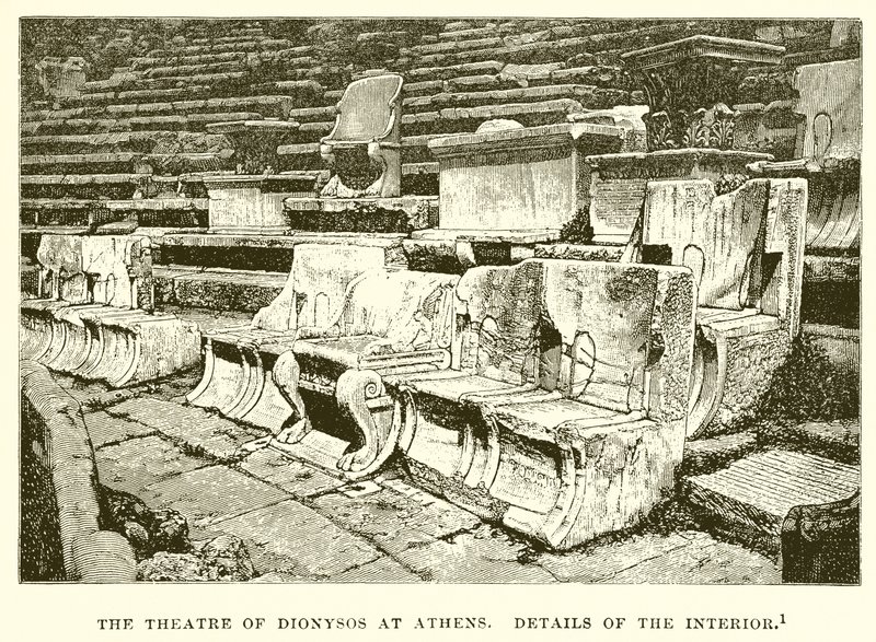 El teatro de Dionisos en Atenas (detalle) de English School