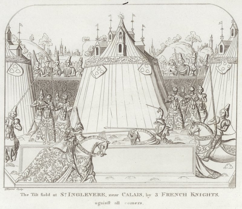 El campo de justas en St. Inglevere, cerca de Calais, por 3 caballeros franceses, contra todos los que se presenten de English School