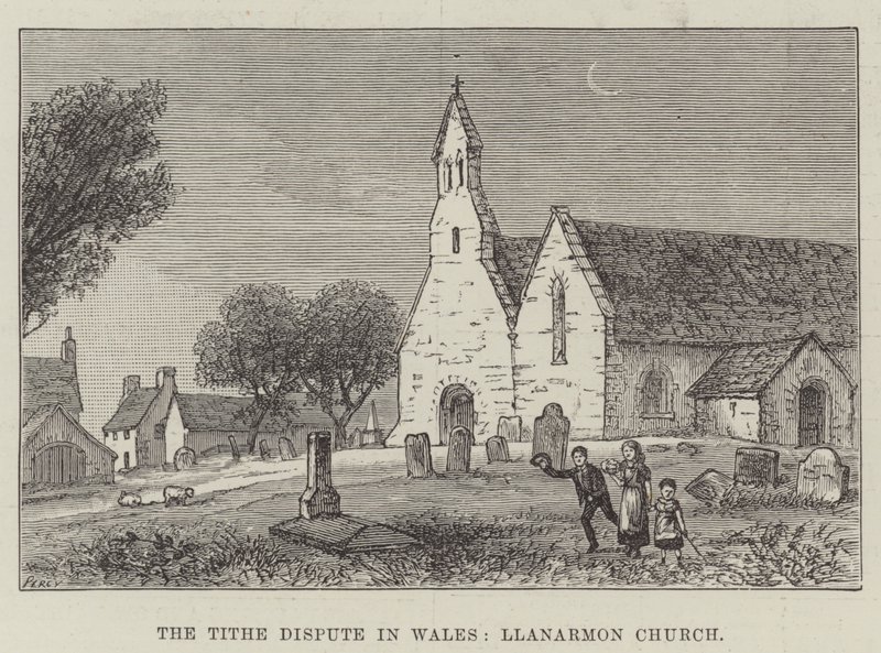 La Disputa del Diezmo en Gales, Iglesia de Llanarmon de English School