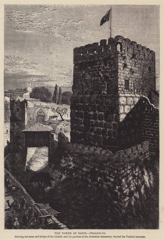 La Torre de David, Fasaelo (grabado) de English School