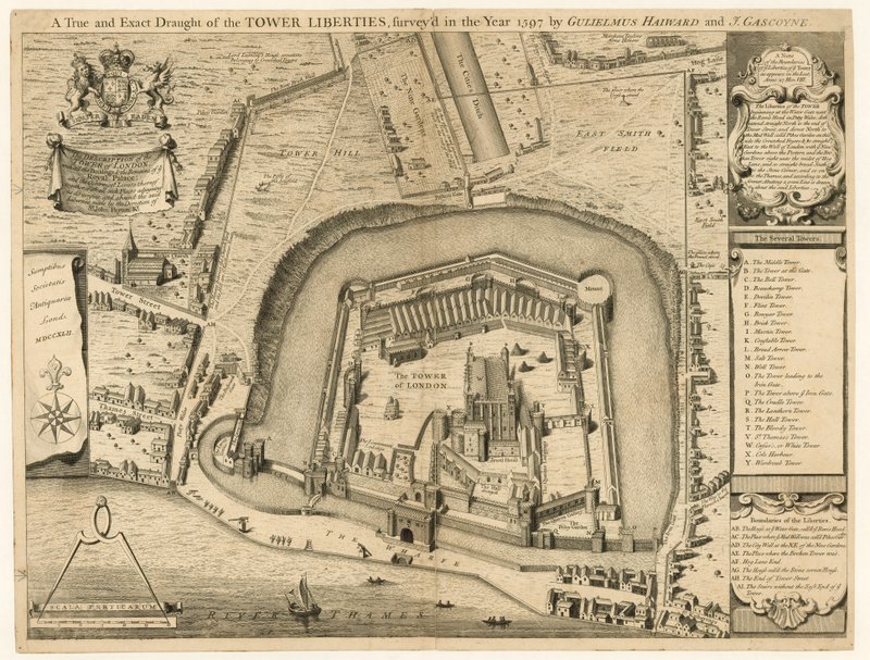La Torre de Londres inspeccionada en 1597 de English School