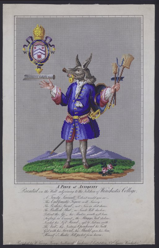 El sirviente fiel, pintado en la pared contigua a la cocina del Winchester College, Hampshire, por el poeta inglés John Hoskins en 1579 de English School