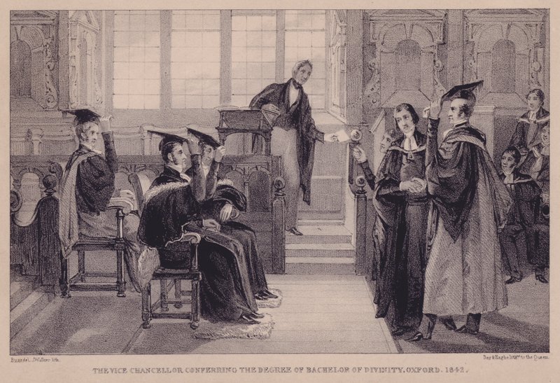 El Vicecanciller conferiendo el grado de Bachiller en Divinidad, Oxford, 1842 de English School