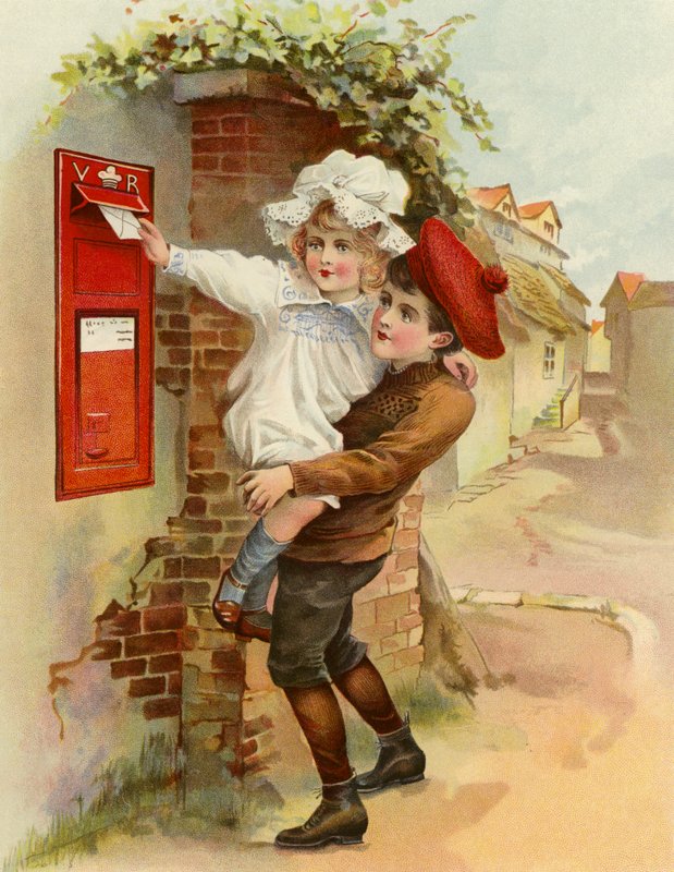 The Village Letter-Box (litografía en color) de English School