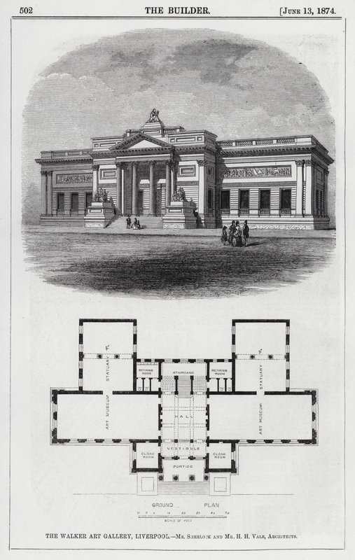 La Walker Art Gallery, Liverpool (grabado) de English School