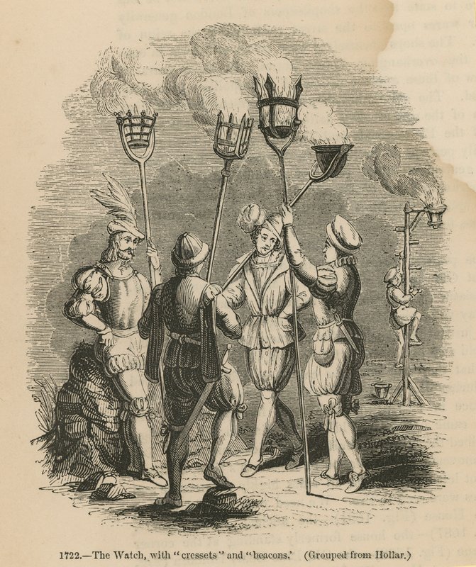 La guardia con antorchas y balizas de English School