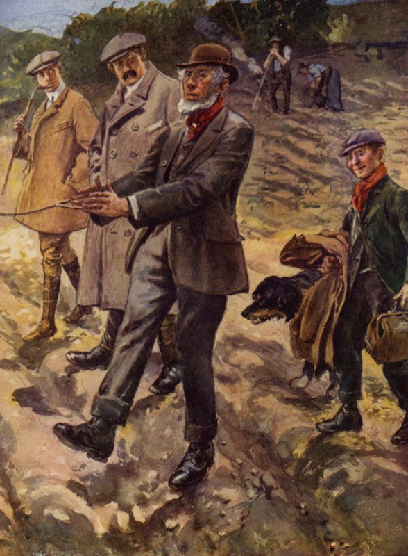 El buscador de agua y la vara adivinadora (litografia en color) de English School