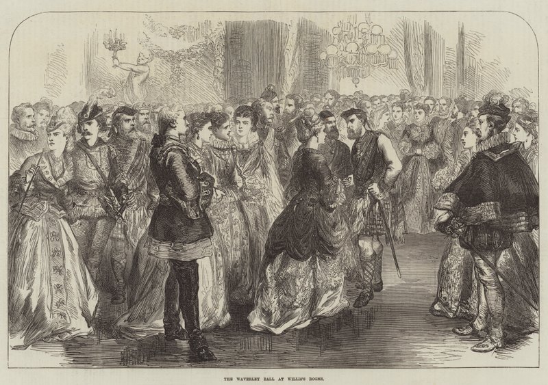 El Baile Waverley en las Salas de Willis (grabado) de English School