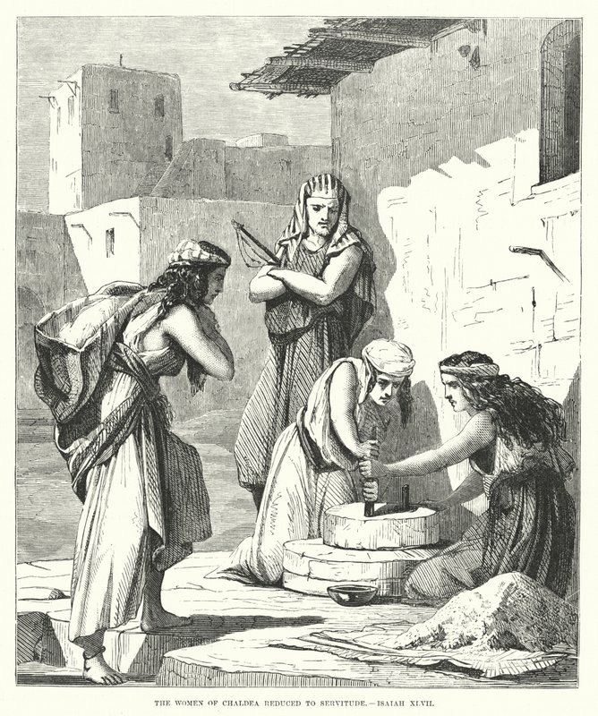 Las mujeres de Caldea reducidas a servidumbre, Isaías XLVII de English School