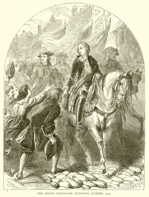 El joven pretendiente entrando en Dundee, 1715 de English School