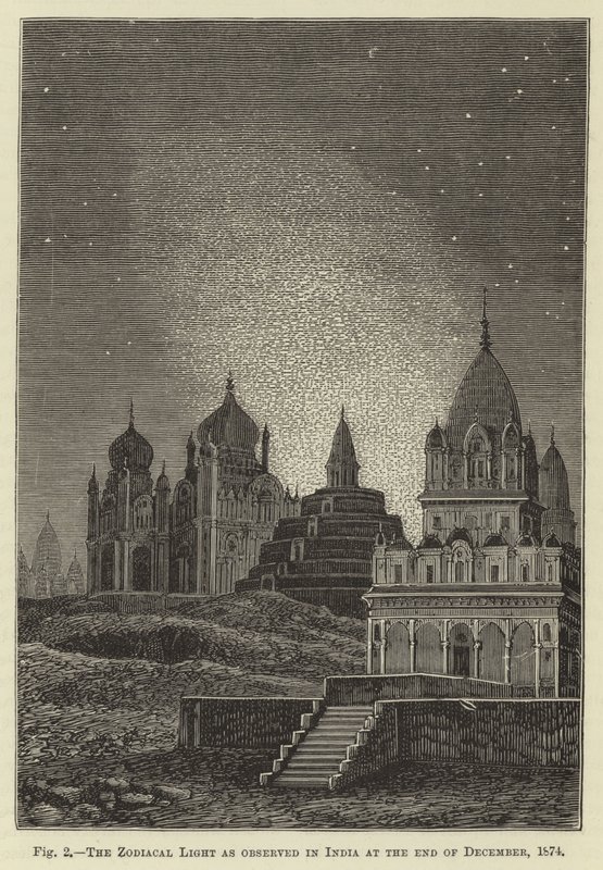 La luz zodiacal observada en India a finales de diciembre de 1874 de English School