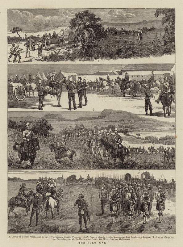 La Guerra Zulú (grabado) de English School