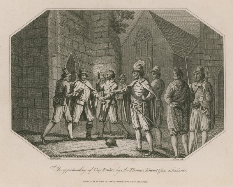 La aprehensión de Guy Fawkes por Sir Thomas Knevet y sus asistentes de English School
