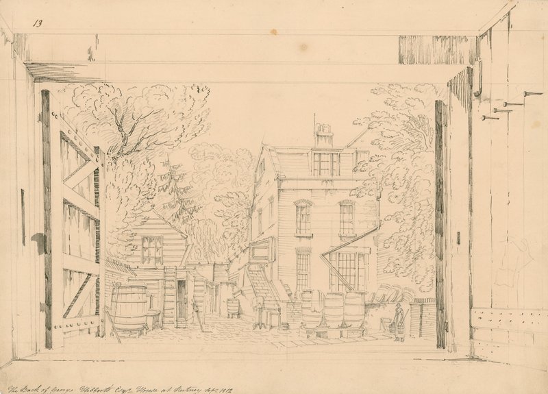 La parte trasera de la casa de George Gibbert en Putney, septiembre de 1872 de English School