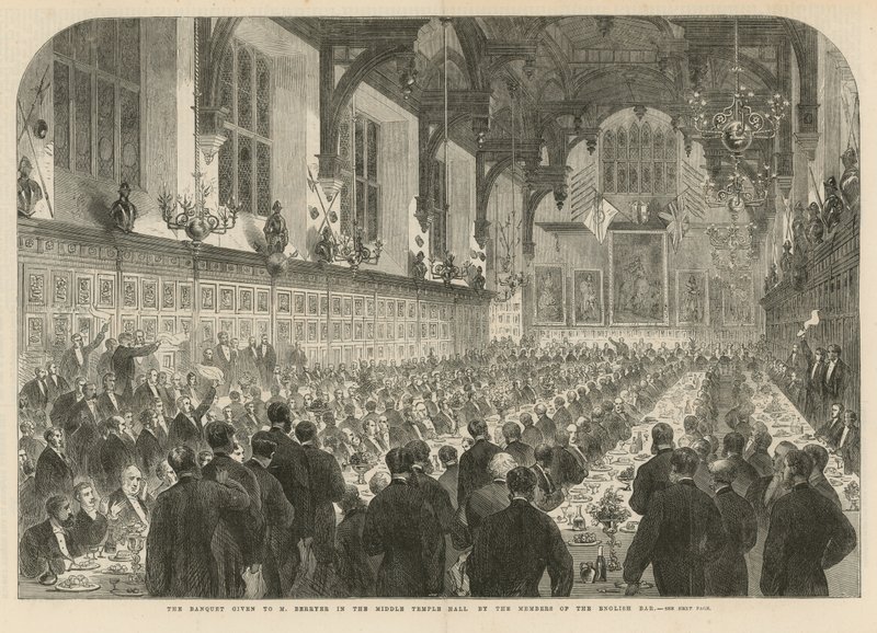 El banquete ofrecido a M Berryer en el Middle Temple Hall de English School