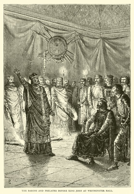 Los barones y prelados ante el Rey Juan en Westminster Hall de English School