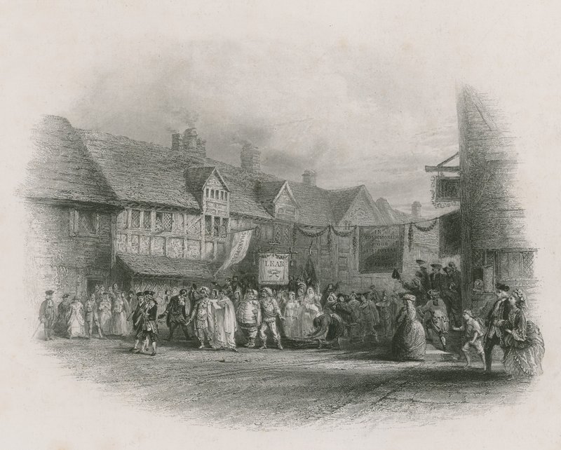 El lugar de nacimiento de Shakespeare con la procesión del jubileo de Garrick de English School