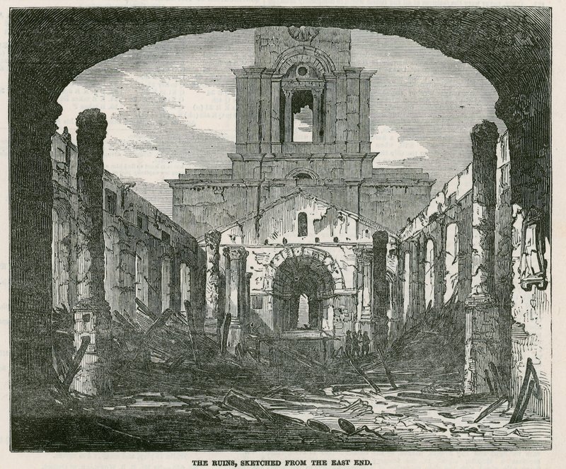 El incendio de la iglesia de Santa Ana en Limehouse de English School