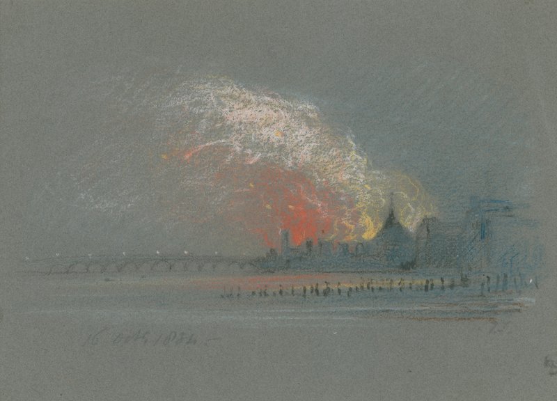 El incendio de las Casas del Parlamento, 16 de octubre de 1834 de English School