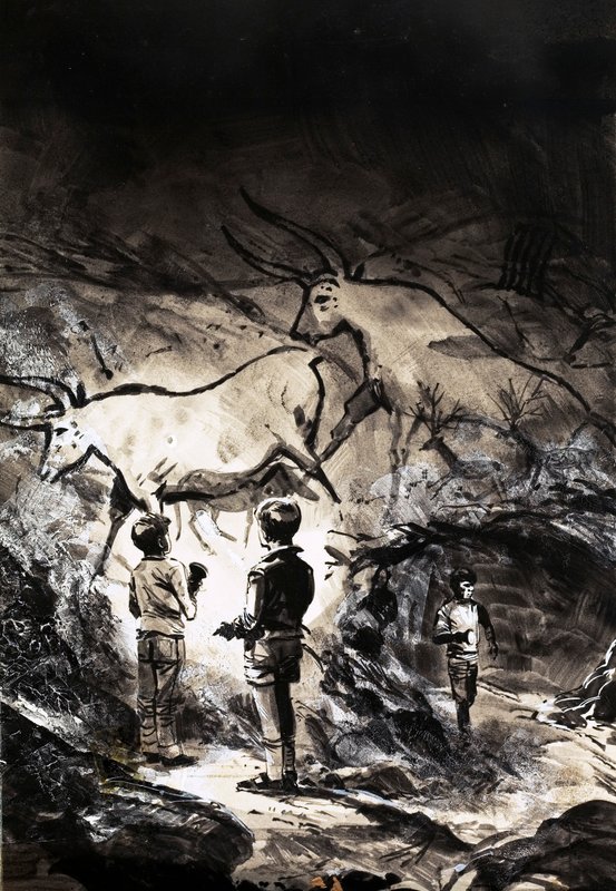 Las pinturas rupestres de Lascaux cerca de Montignac en Francia de English School